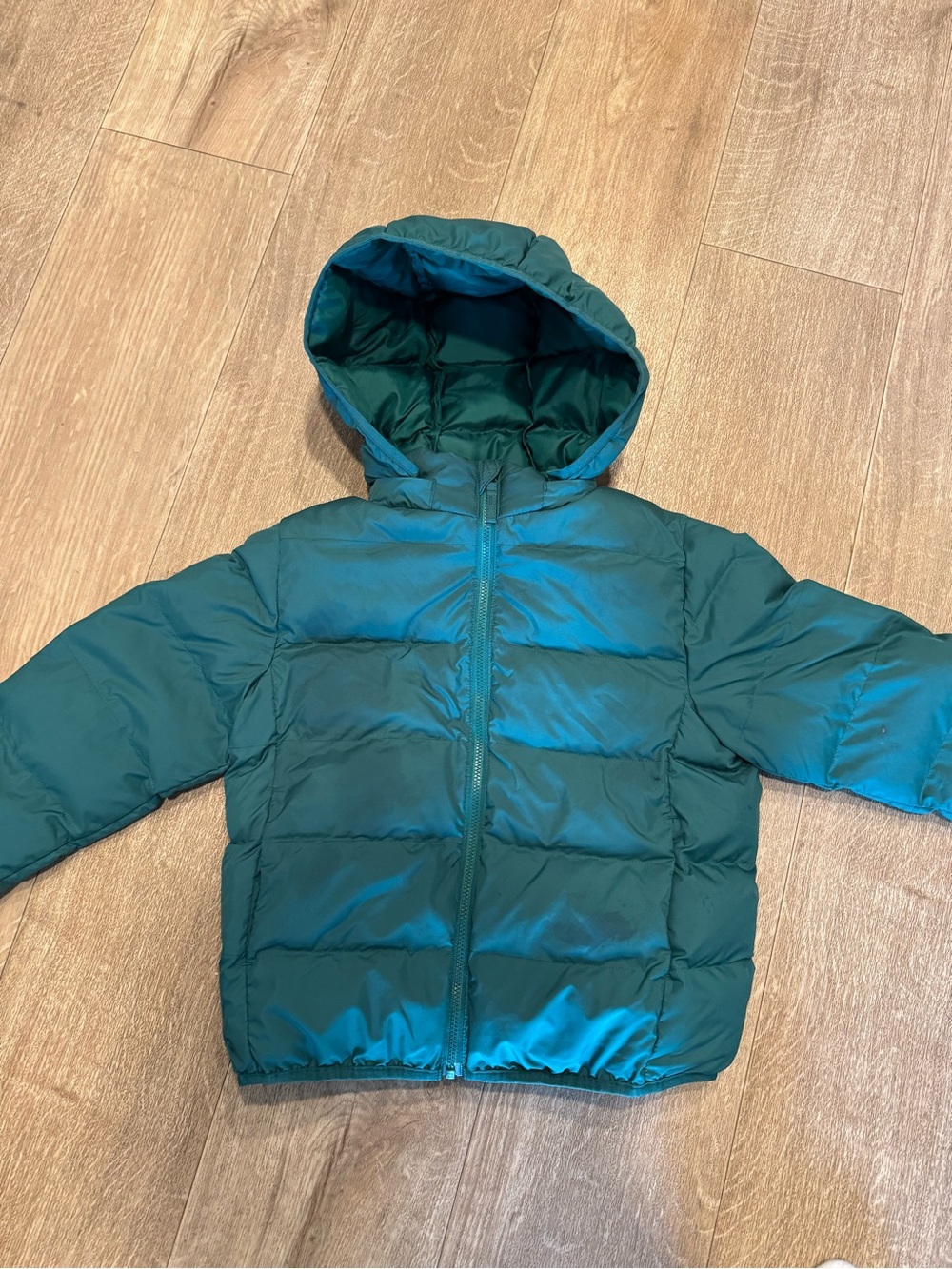 Uniqlo Kids Teal Puffer Jacket with Hood